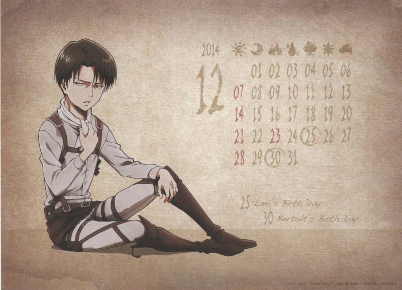 Calendar Shingeki no Kyojin 2014-2015